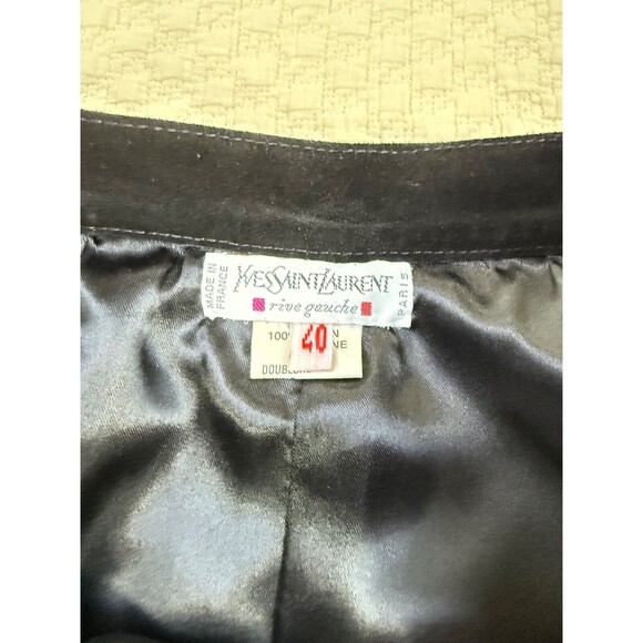 Yves Saint Laurent Rive Gauche Suede‎ Skirt Leather | Black | Womens EU 40 US 6 - Picture 4 of 10
